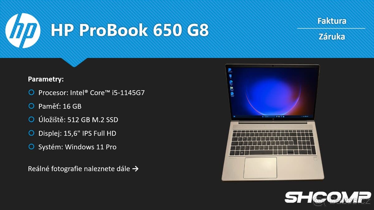 HP ProBook 650 G8 | i5-1145G7 | 16GB | 512GB SSD | Záruka