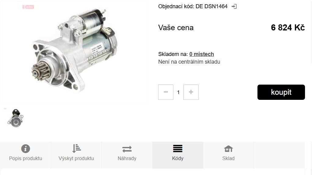 Startér originál Škoda
