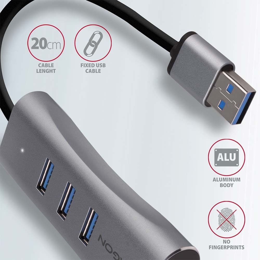 USB hub | Axagon HMA-GL3AP | Gigabit LAN | Nový