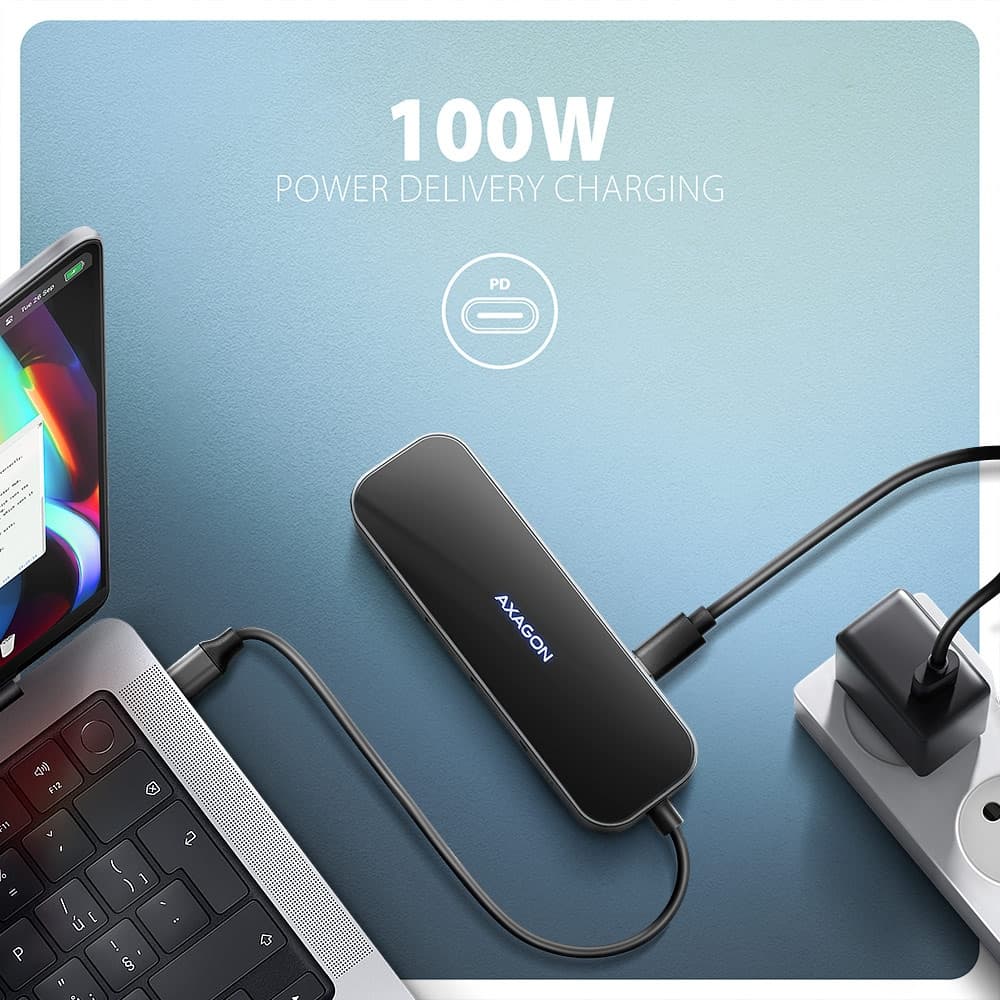 USB HUB | AXAGON HMC 6GLN | HDMI | PD | USB 3.0 | Nový