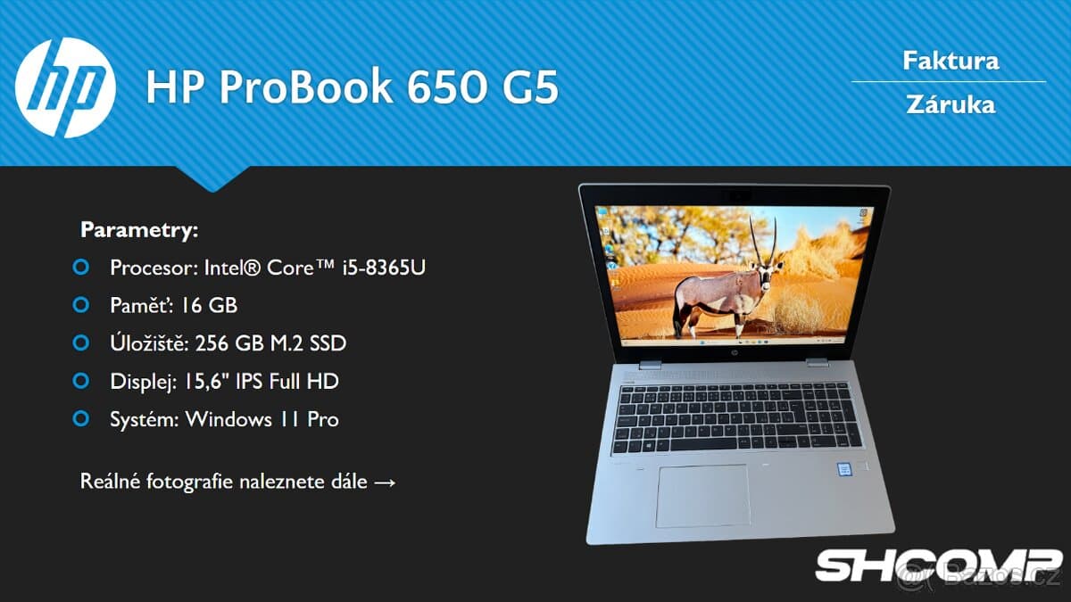 HP ProBook 650 G5 | i5-8365U | 8 GB | 256GB SSD | Záruka