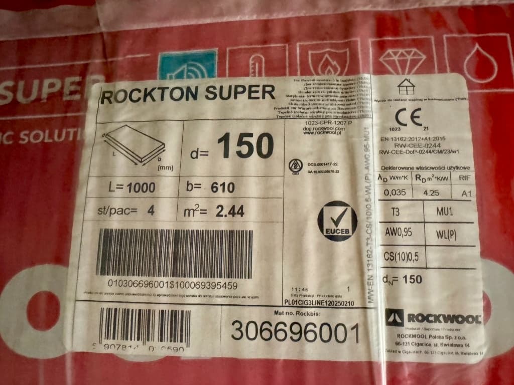 Izolační vata Rockwool Superrock 150 mm