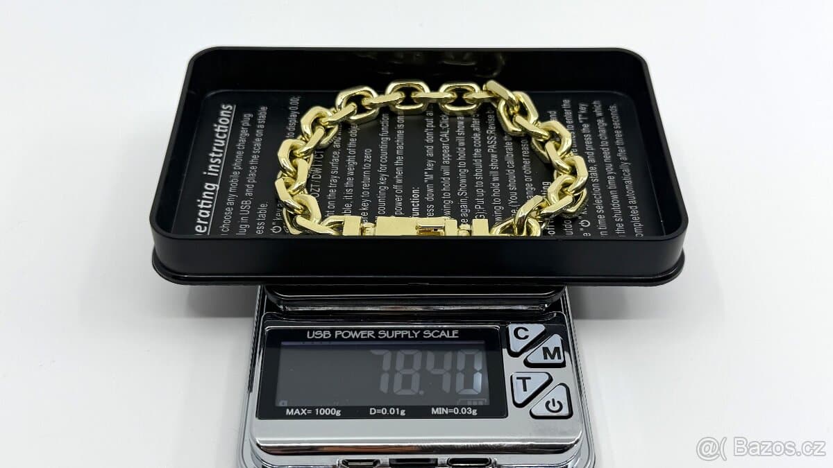 Zlaty naramek anker pilka 78,4 g, 14k,585/100 3x SK punc