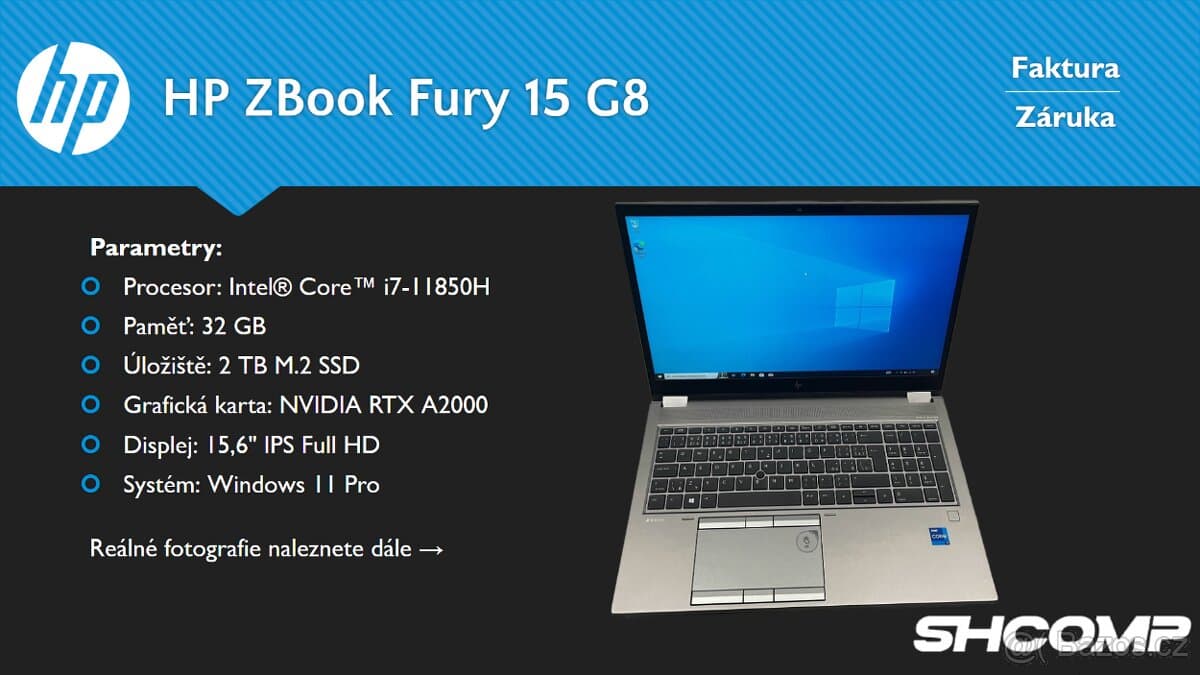 HP ZBook Fury 15 G8 |i7-11850H|32GB|2 TB|RTX A2000|Záruka