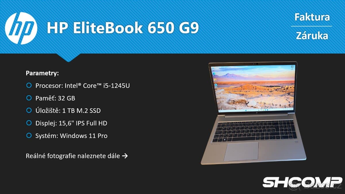 HP EliteBook 650 G9 | i5-1245U | 32GB | 1TB SSD | Záruka