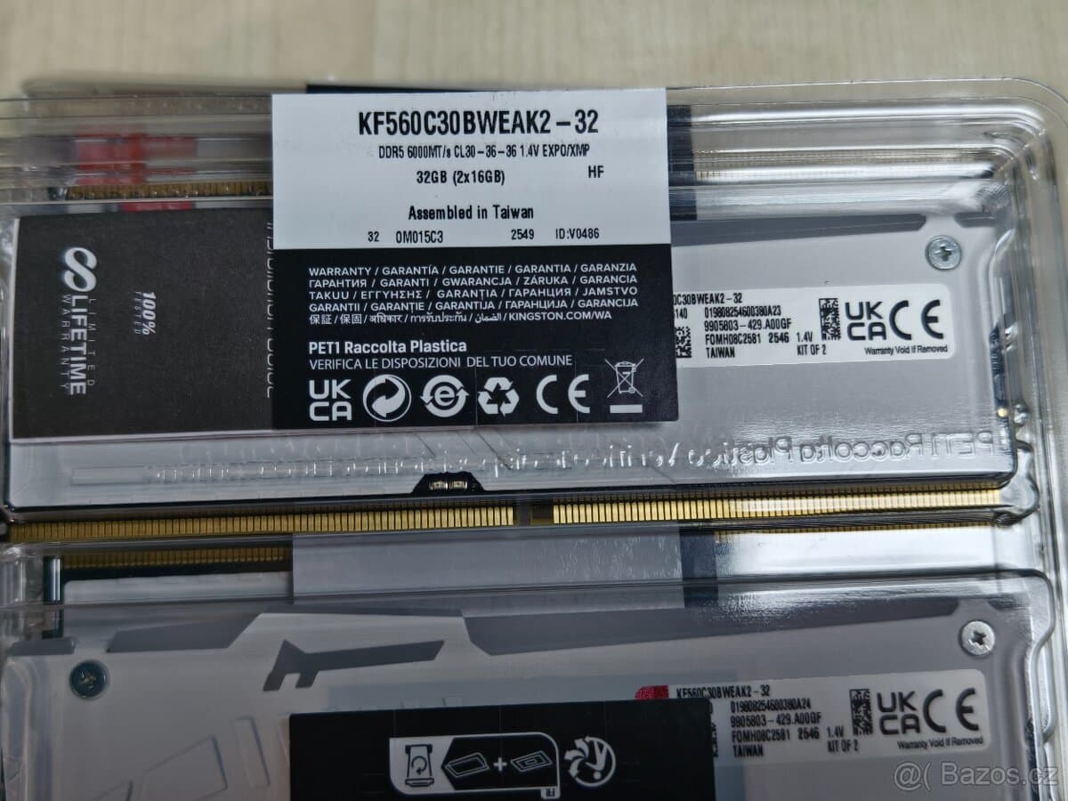 32GB RGB Kingston 6000MHz CL30 - zabalené,záruka,odpočet DPH