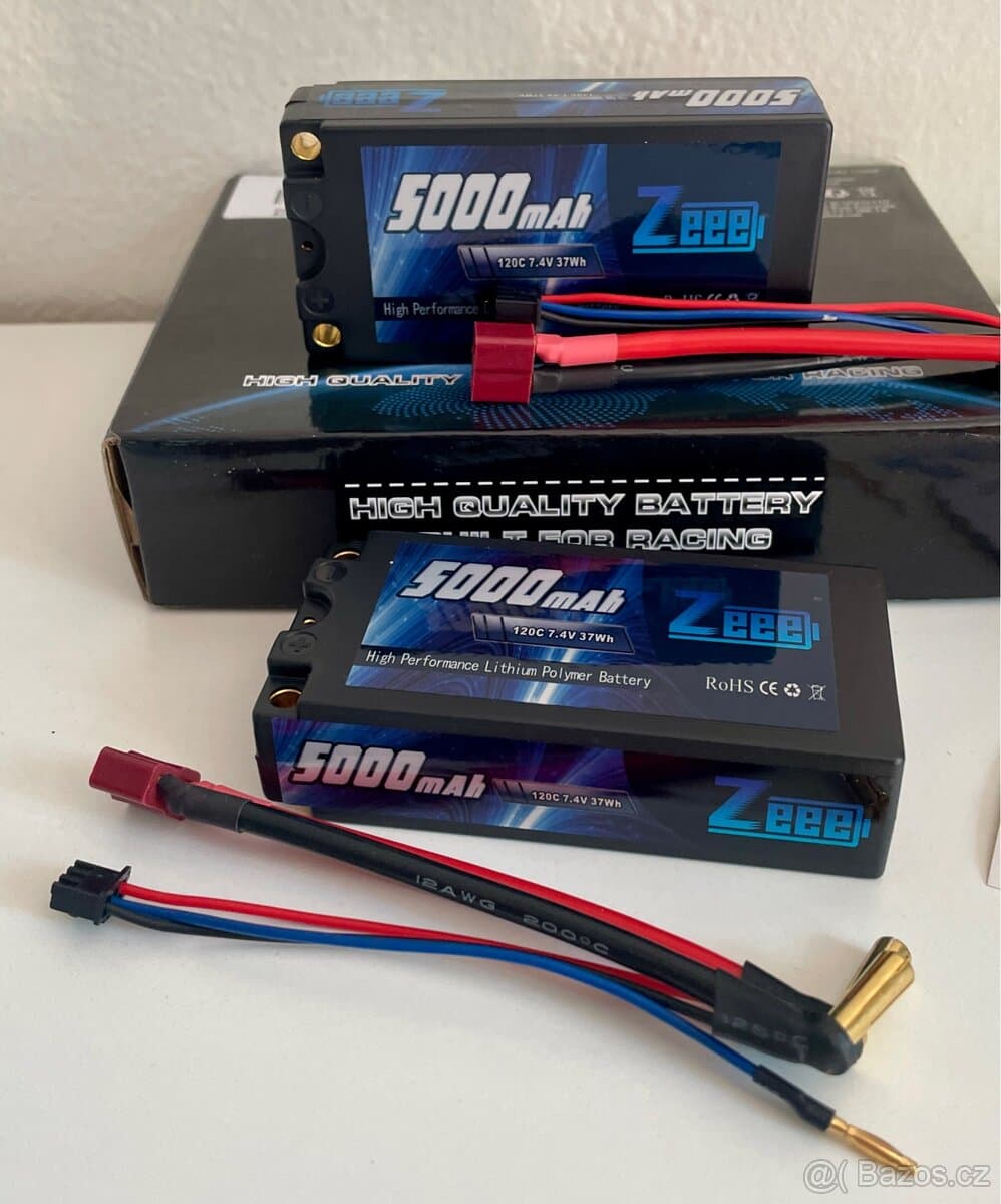 Zeee 2S Shorty LiPo baterie 5000mAh 7.4V 120C s 5mm banánkem