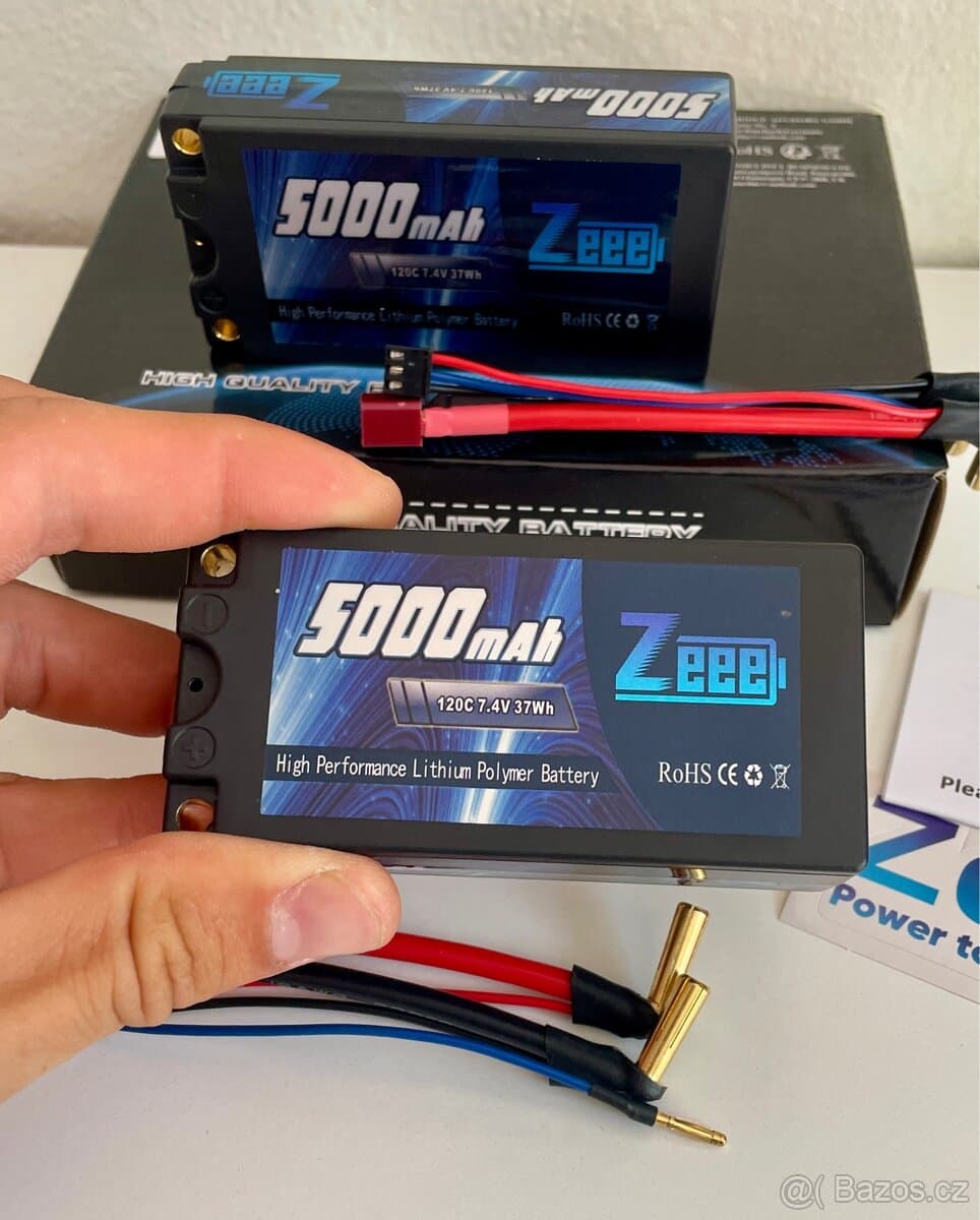Zeee 2S Shorty LiPo baterie 5000mAh 7.4V 120C s 5mm banánkem