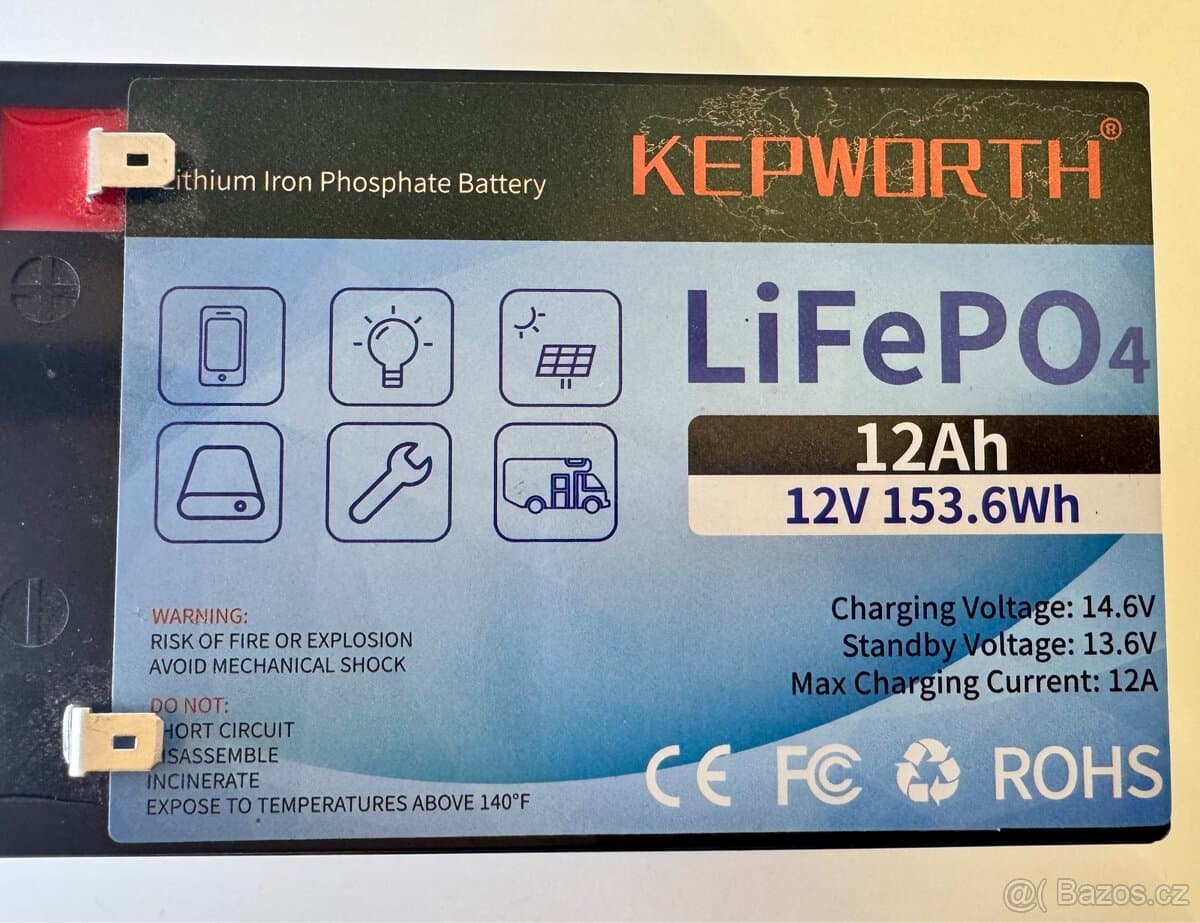 Baterie LiFePO4 12Ah, 154Wh, BMS
