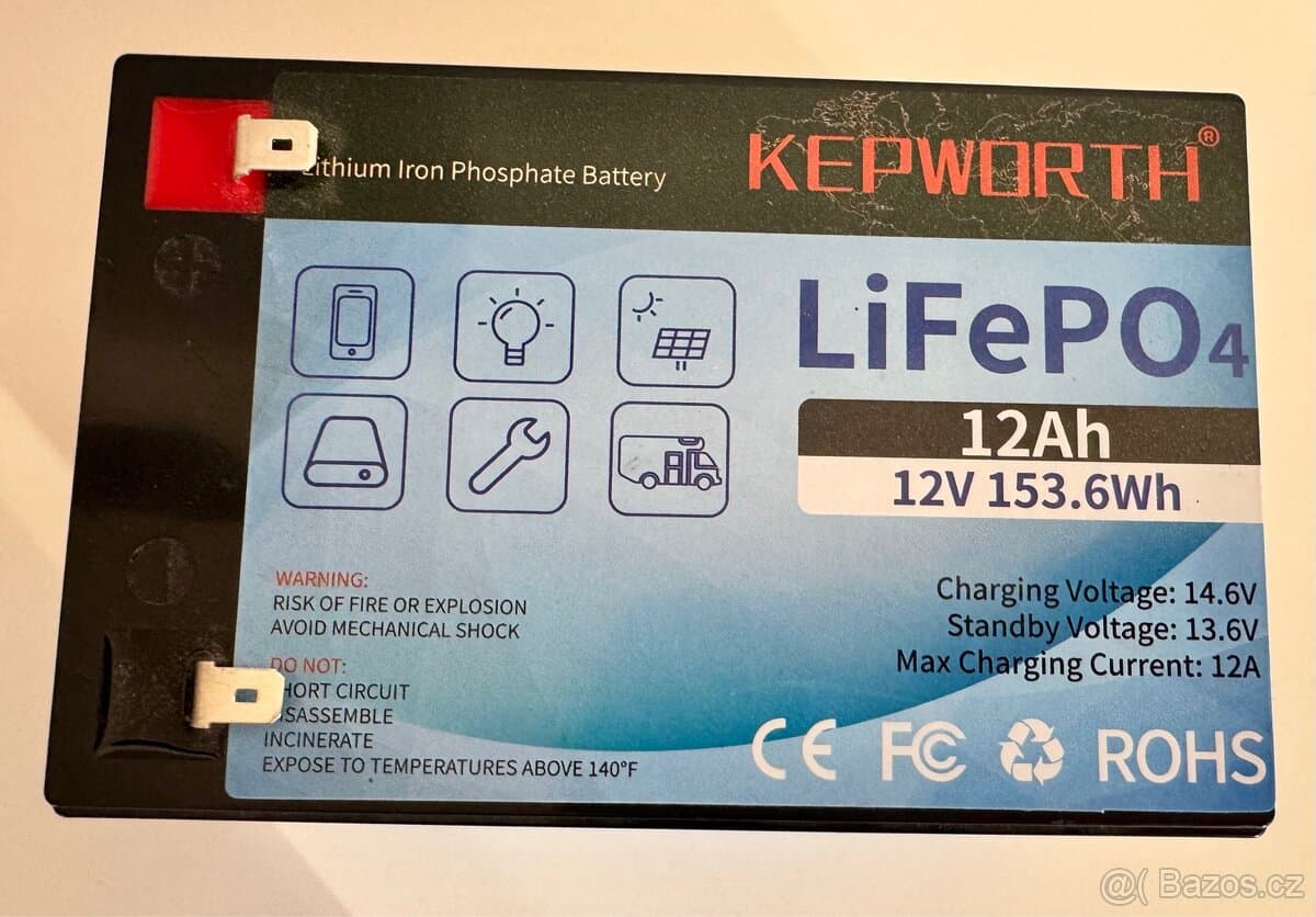 Baterie LiFePO4 12Ah, 154Wh, BMS