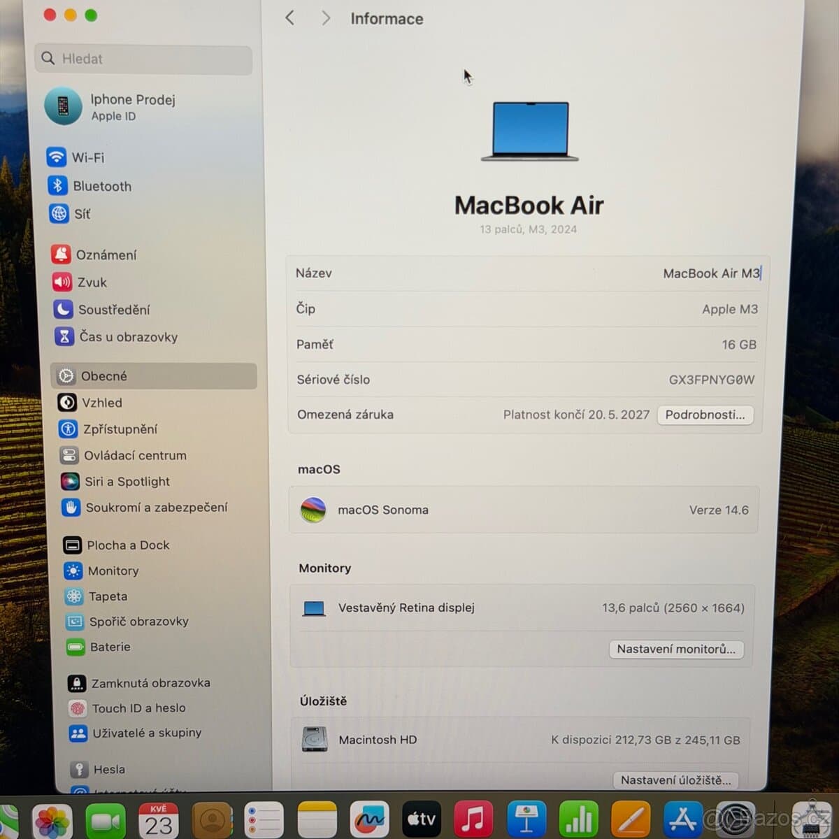 NOVÝ APPLE MACBOOK AIR 13" M3/16GB/256GB/APPLE ZÁRUKA 1 ROK