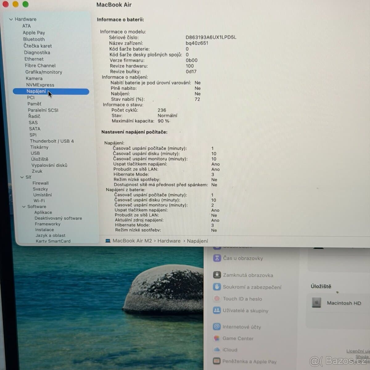 APPLE MACBOOK AIR 15” M2/256GB/8GB,BATERIE 90%