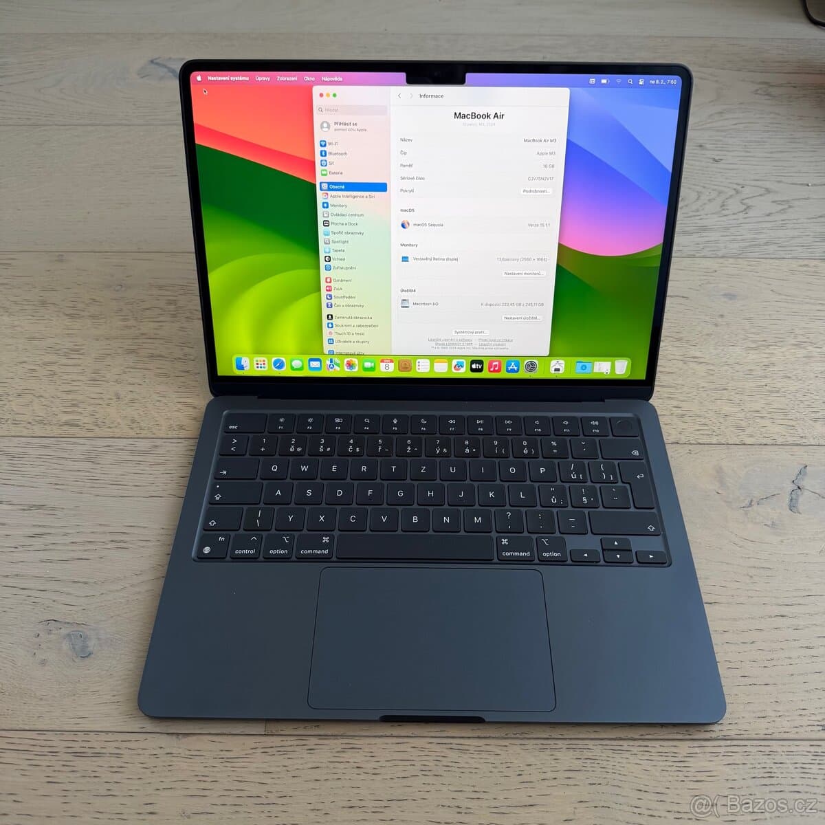 NOVÝ APPLE MACBOOK AIR 13” M3/256GB/16GB,BATERIE 100%