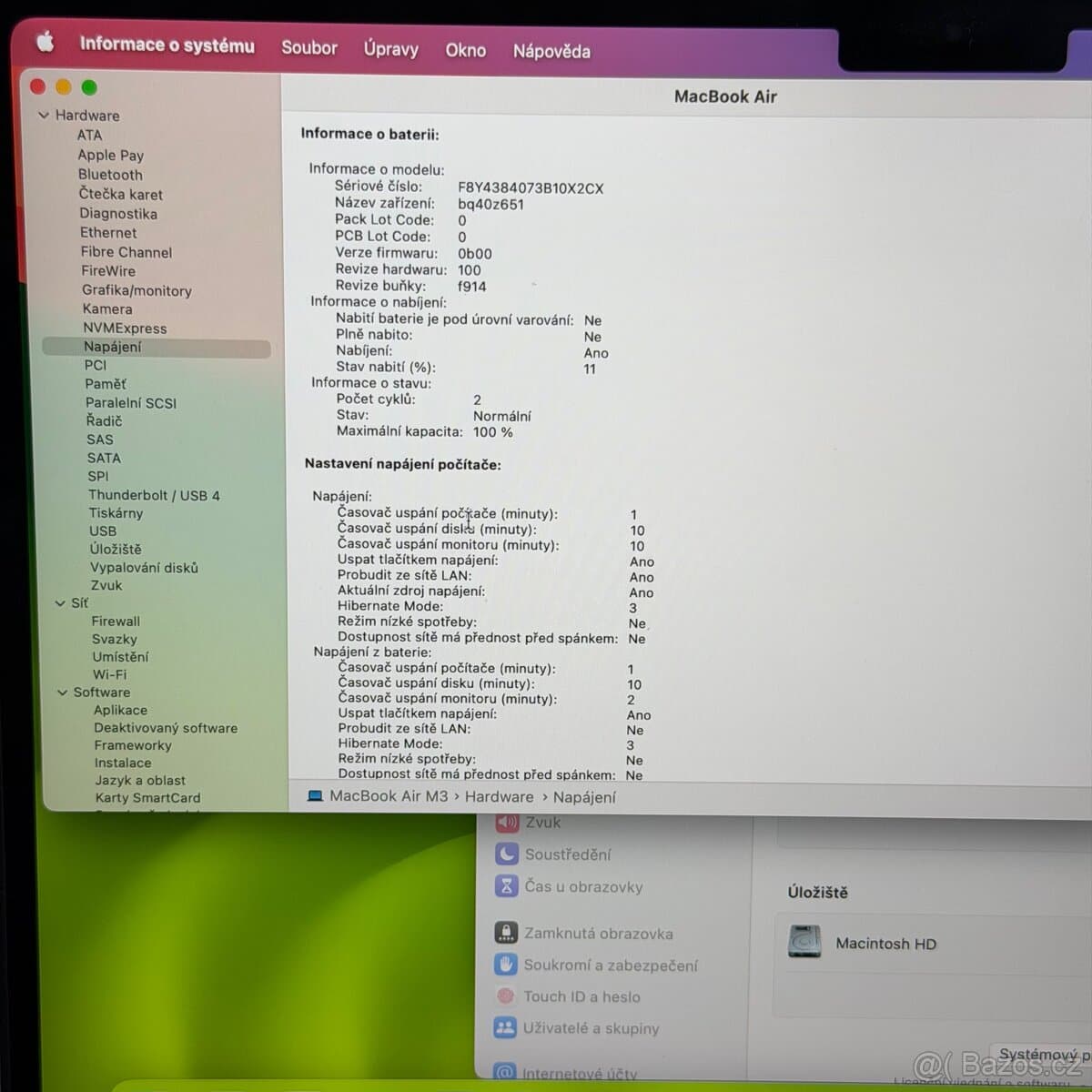 NOVÝ APPLE MACBOOK AIR 13” M3/256GB/16GB,BATERIE 100%