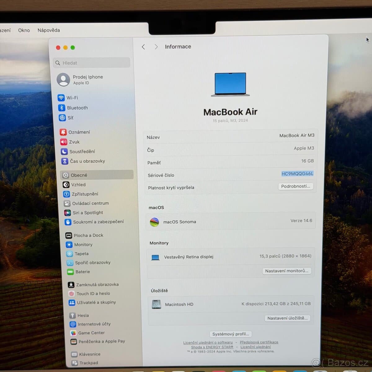 NOVÝ APPLE MACBOOK AIR 15” M3/256GB/16GB,ZARUKA APPLE 1 ROK